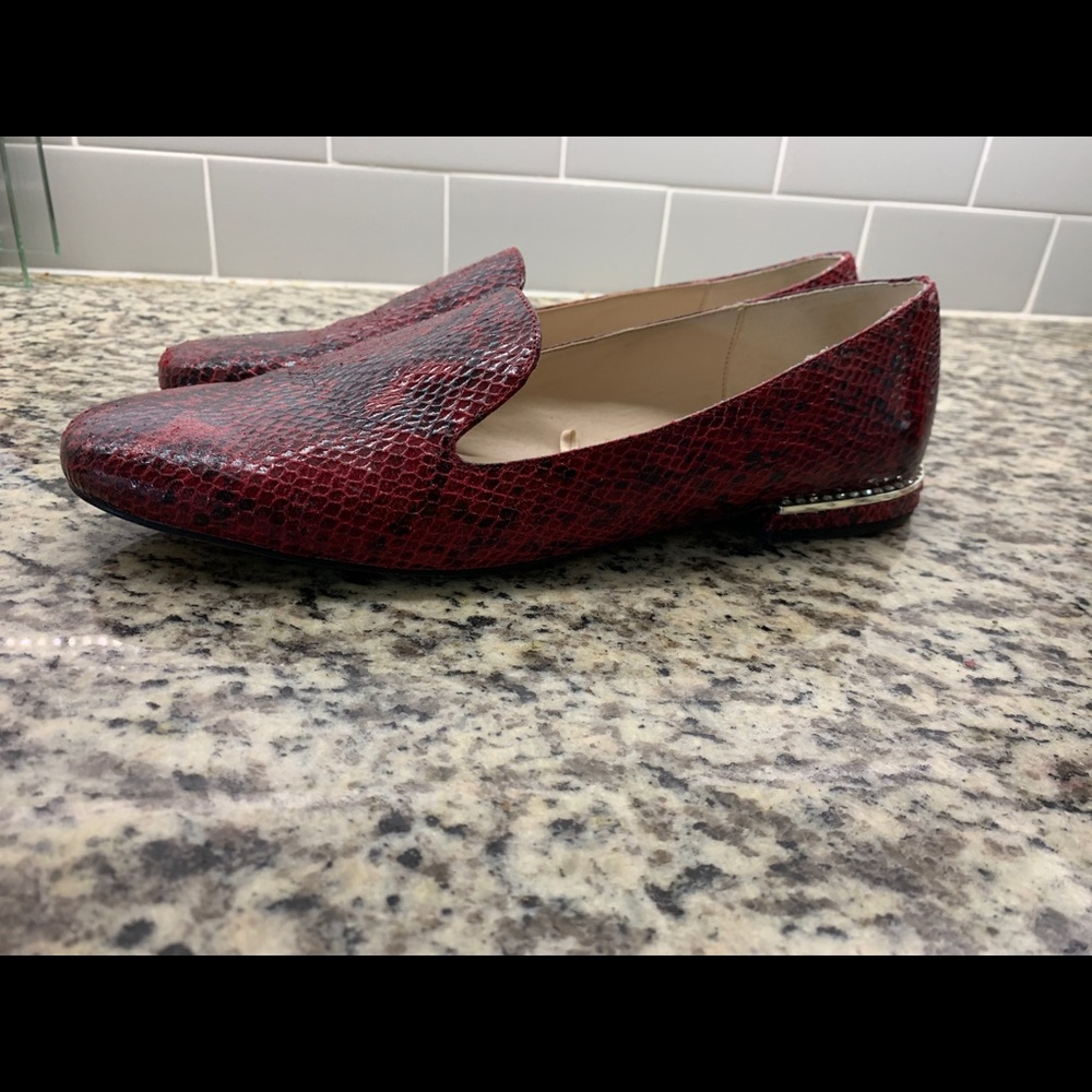Zara Red Snakeskin Design Loafers